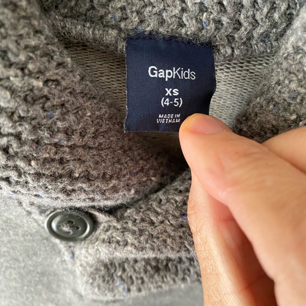 GapKids - Gray - Sweater Shawl Neck Sweatshirt - XS 4-5 - Picture 6 of 7